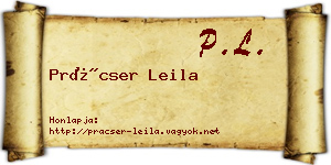 Prácser Leila névjegykártya